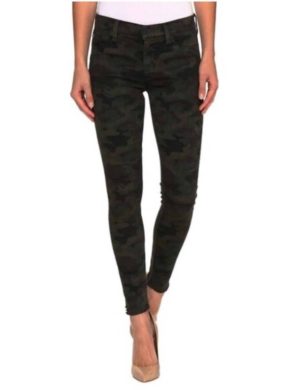Bad Ass Distressed Skinny Army Pants Studded Pockets and Ruched Hem Size 0 XS